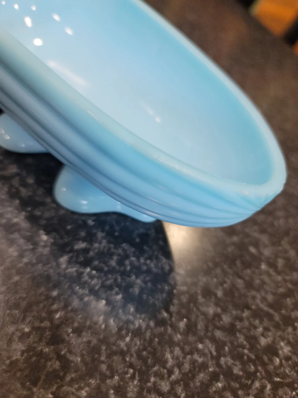 Vintage Portieux Vallerysthal Blue Milk Glass Squirrel Acorn Covered Dish France